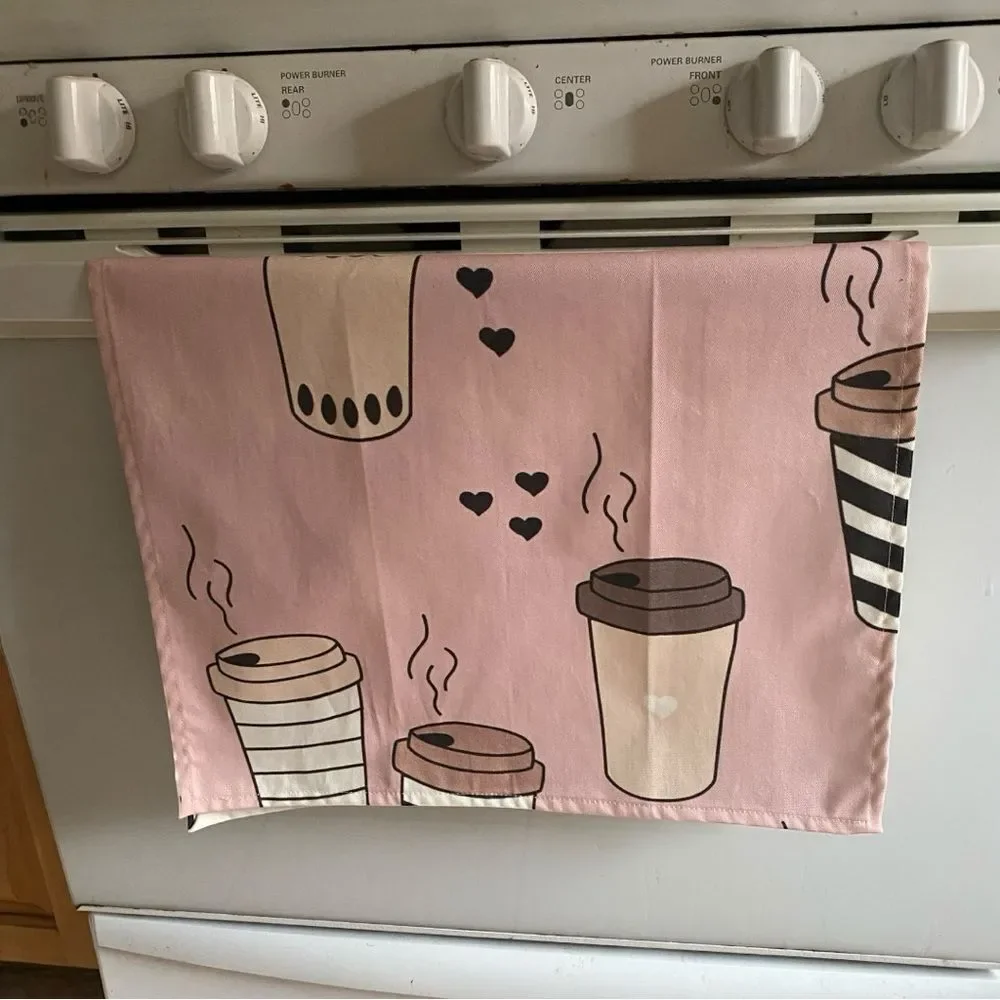 Latte Coffee Cup Tea Towel. NWT.